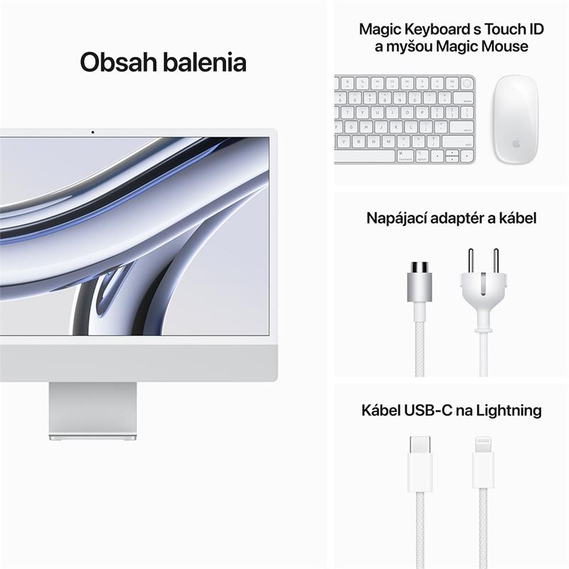 CTO iMac 24" 4.5K Apple M3 8C CPU 10C GPU 8GB 512GB Strieborný NUM SK