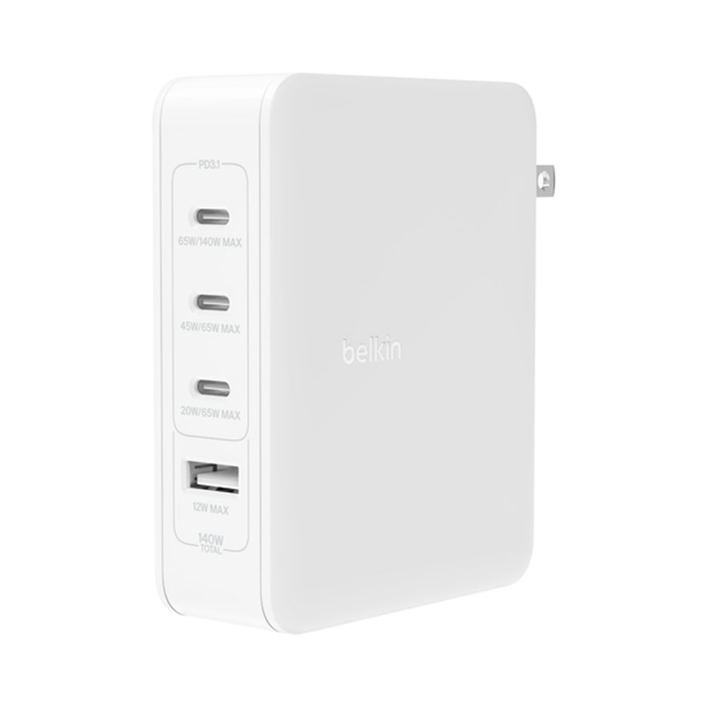 Belkin Boost Charge Pro 140W 4-Port GaN Wall Charger - White