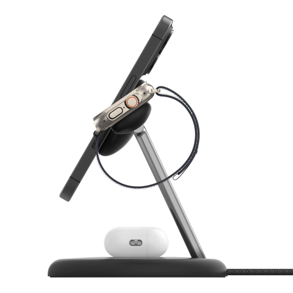 Belkin Boost Charge Pro 3-in-1 Magnetic Wireless Charging Stand with Qi2 15W - Black