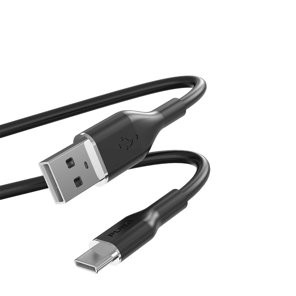 Puro kábel Soft Silicone Cable USB-A to USB-C 1.5m - Black