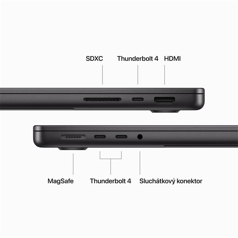 MacBook Pro 14" Apple M3 Pro 11core CPU 14core GPU 18GB 512GB Vesmírně černý CZ *rozbaleno*
