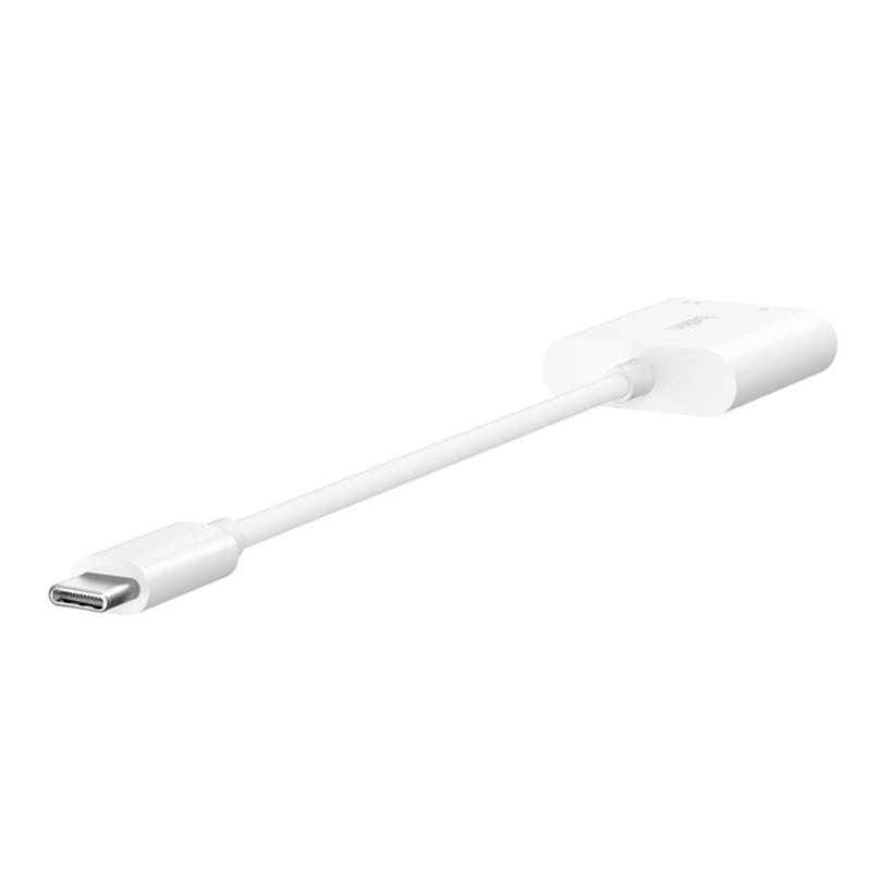 Belkin RockStar 3.5mm Audio + USB-C Charge Adapter - Whte