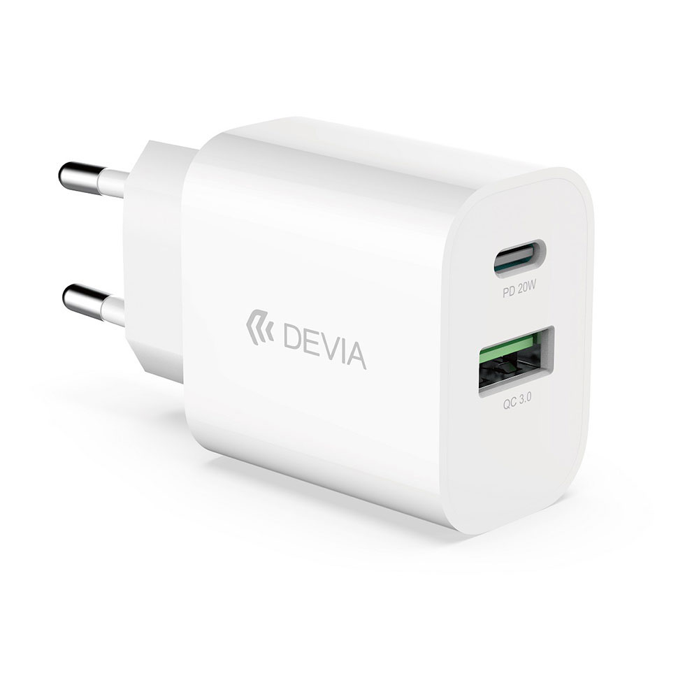 Devia sieťová nabíjačka Smart Series PD& QC 20W V2 - White
