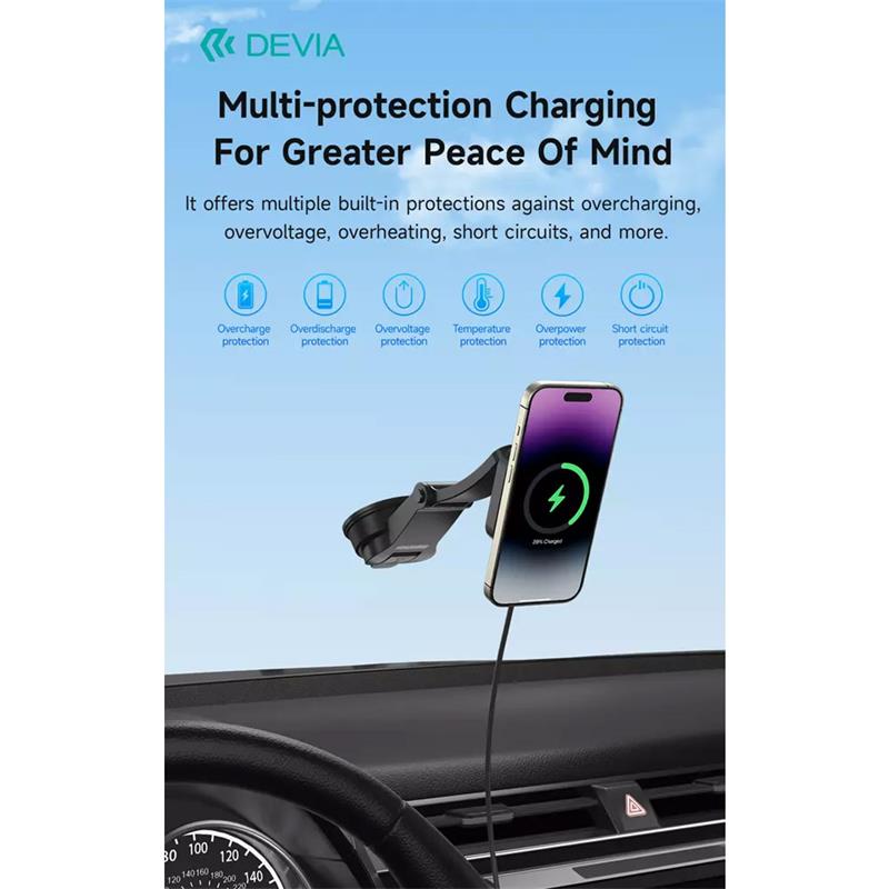 Devia Smart Series Magnetic Wireless Vehicle Bracket - Black