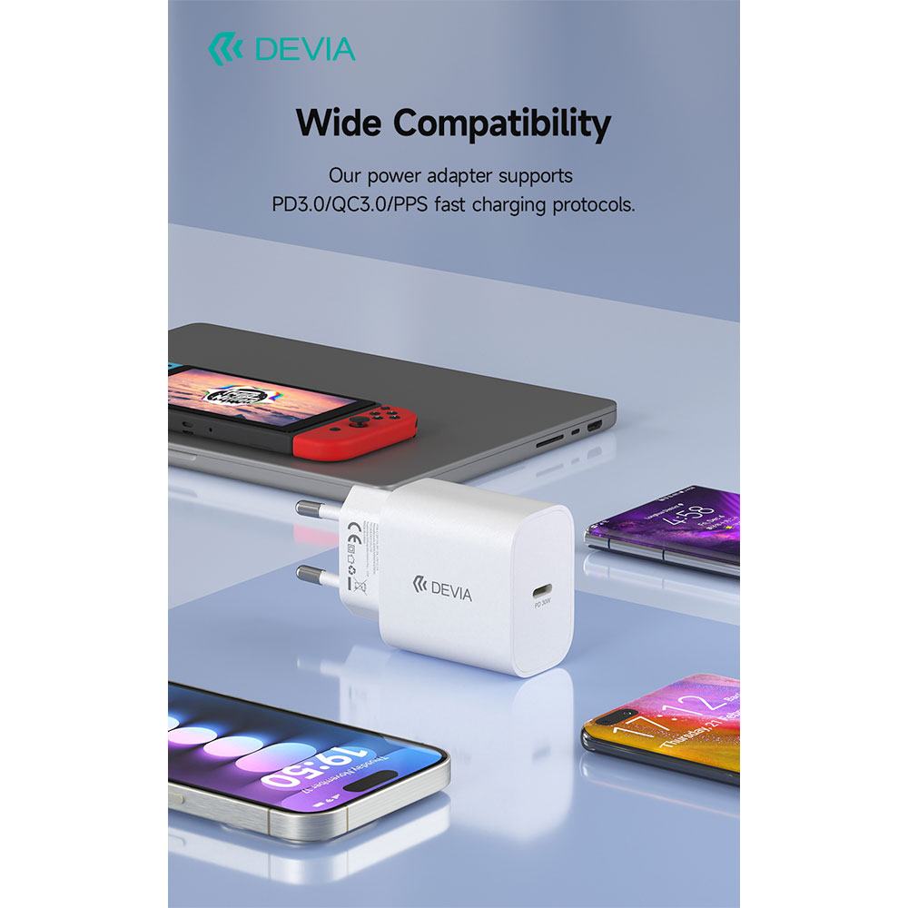 Devia sieťová nabíjačka Smart Series PD 30W with USB-C Cable - White