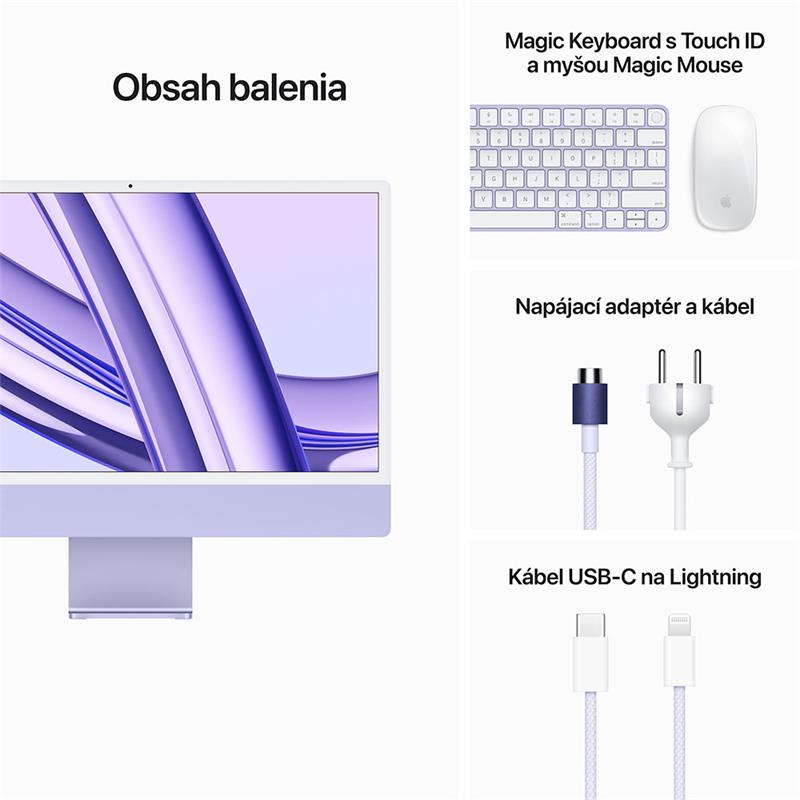 iMac 24" 4.5K Apple M4 8-core CPU 8-core GPU 16GB 256GB Fialový CZ