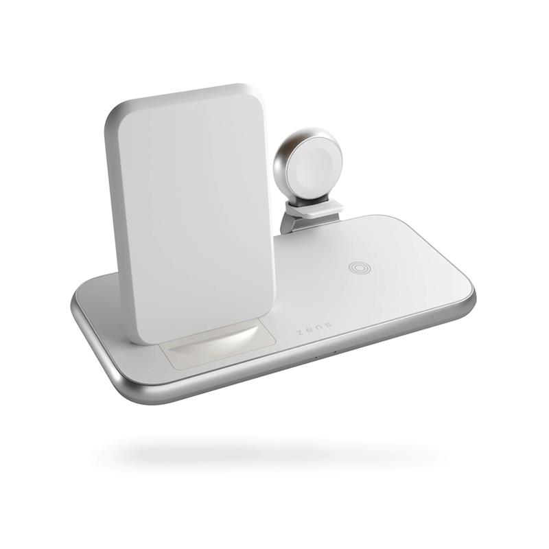 ZENS Aluminium 4 in 1 Stand Wireless Charger with 45W USB PD White *Poškodený obal*