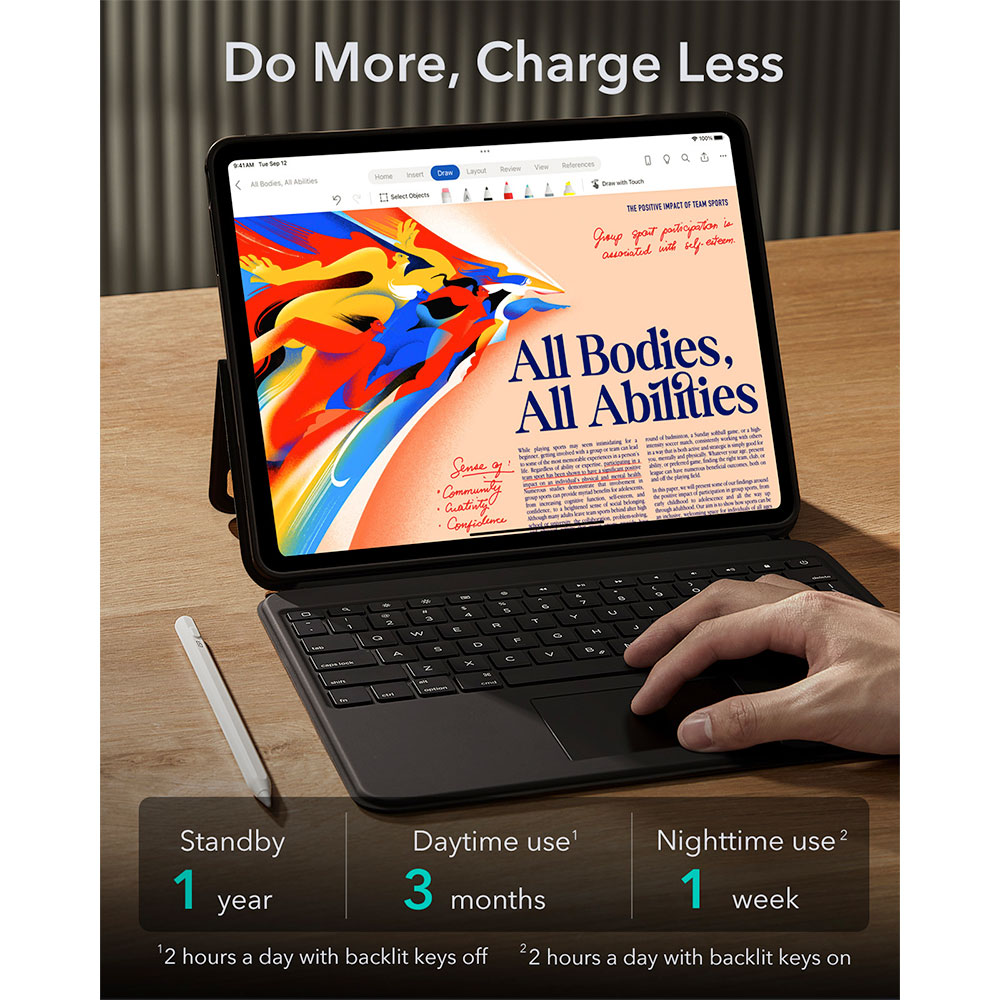 ESR klávesnica Ascend Keyboard Case pre iPad Pro 11" M4 2024 Eng - Black