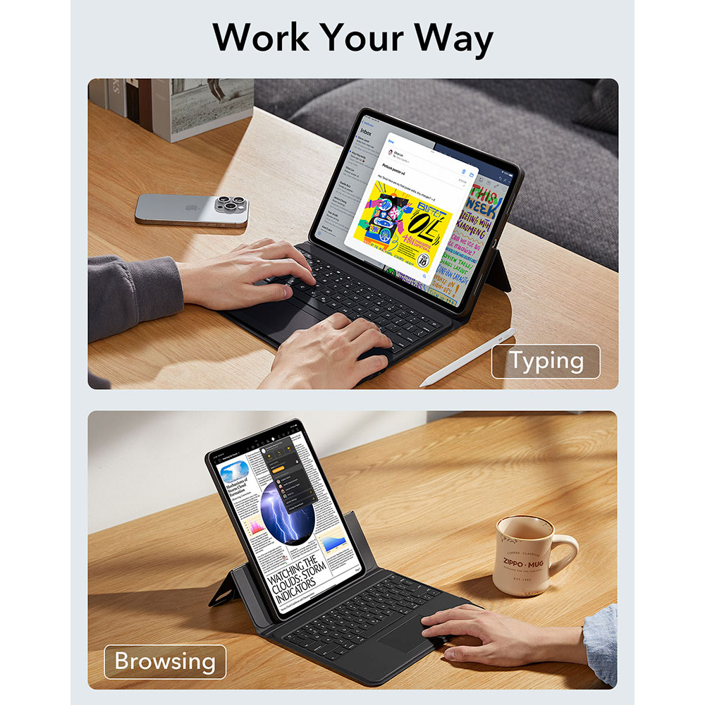 ESR klávesnica Ascend Keyboard Case pre iPad Air 13" M2/M3 2024/2025 EN - Black