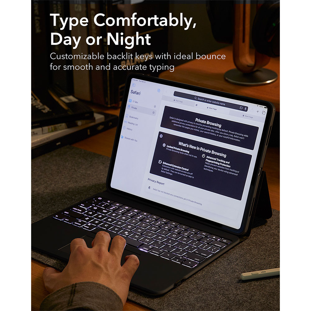 ESR klávesnica Ascend Keyboard Case pre iPad Air 13" M2/M3 2024/2025 EN - Black