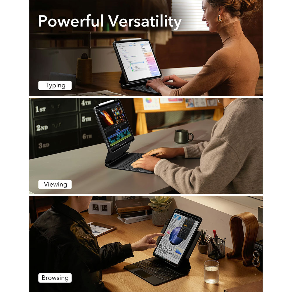 ESR klávesnica Rebound Magnetic Keyboard Case pre iPad Pro 13" M4 2024 Eng - Black