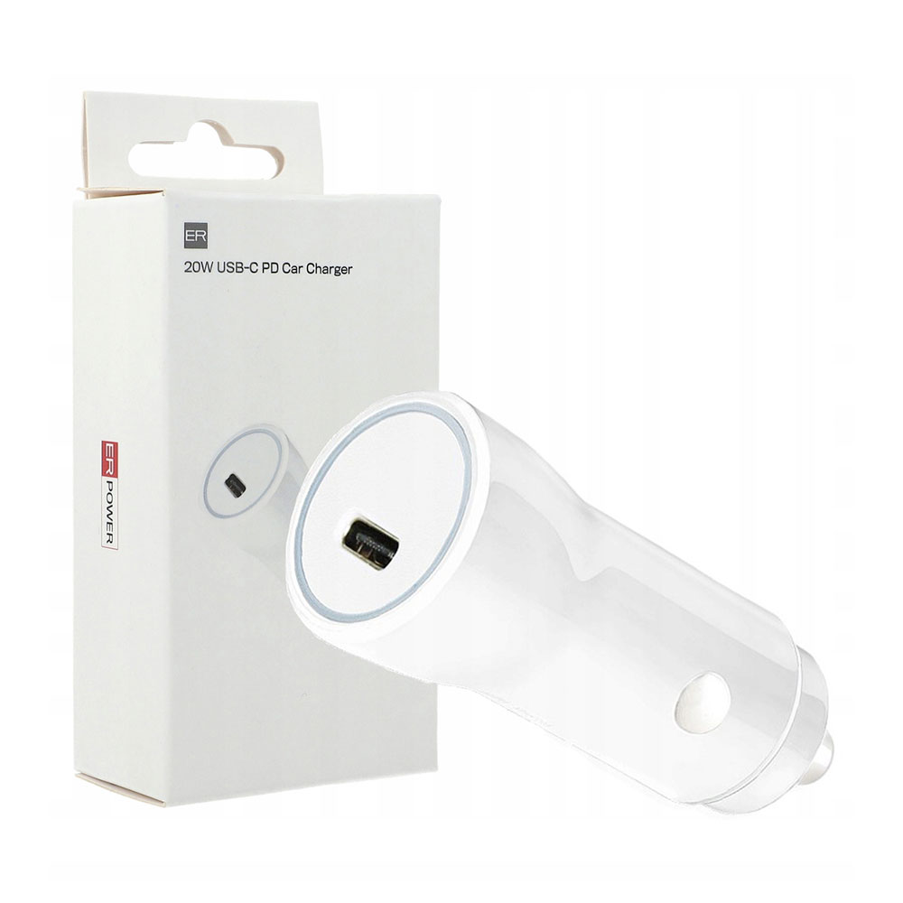 ER POWER 20W PD Car Charger - White