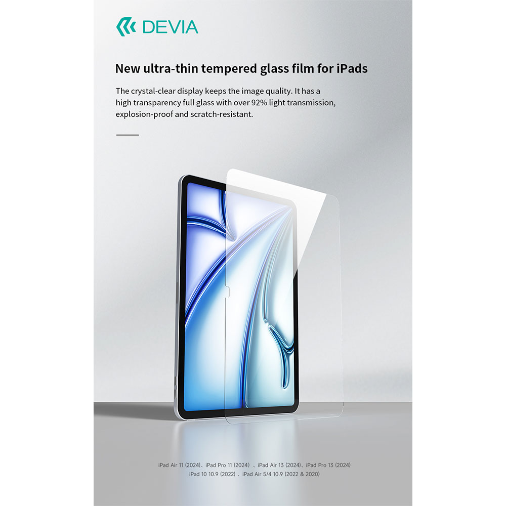 Devia ochranné sklo pre iPad Air 13" M2/M3 2024/2025 - Crystal Clear