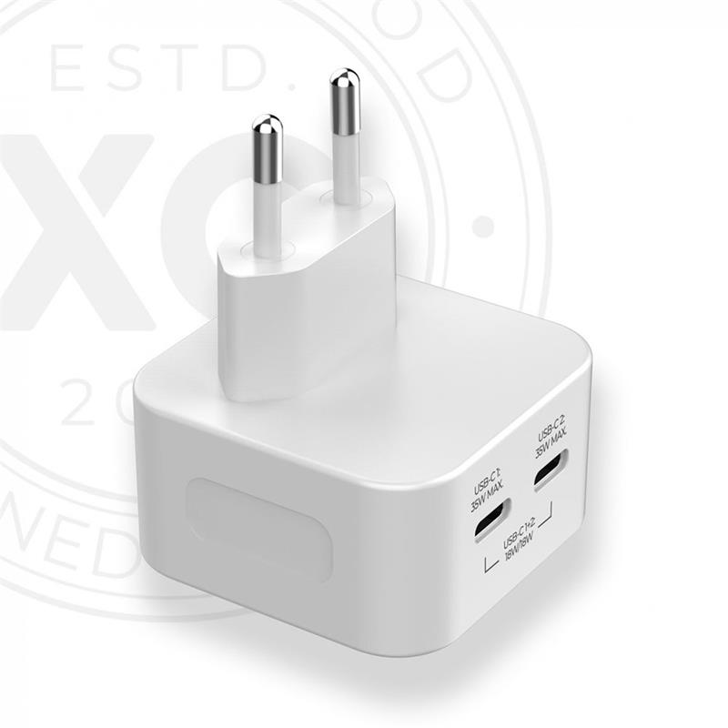 Xqisit USB-C Dual wall charger PD 3.0 35W - White