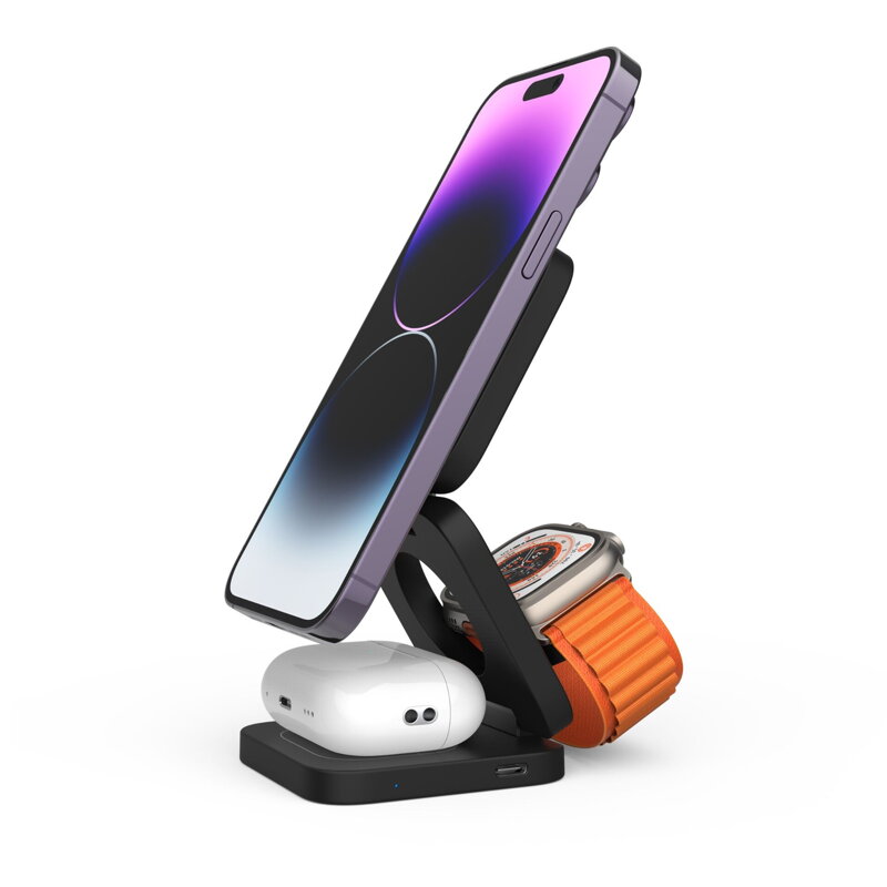 Cubenest 3v1 Skládací bezdrátová nabíječka E310 - šedá