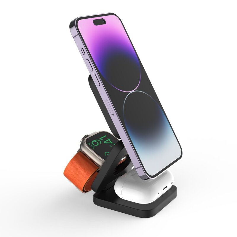 Cubenest 3v1 Skladacia bezdrôtová nabíjačka E310 - šedá