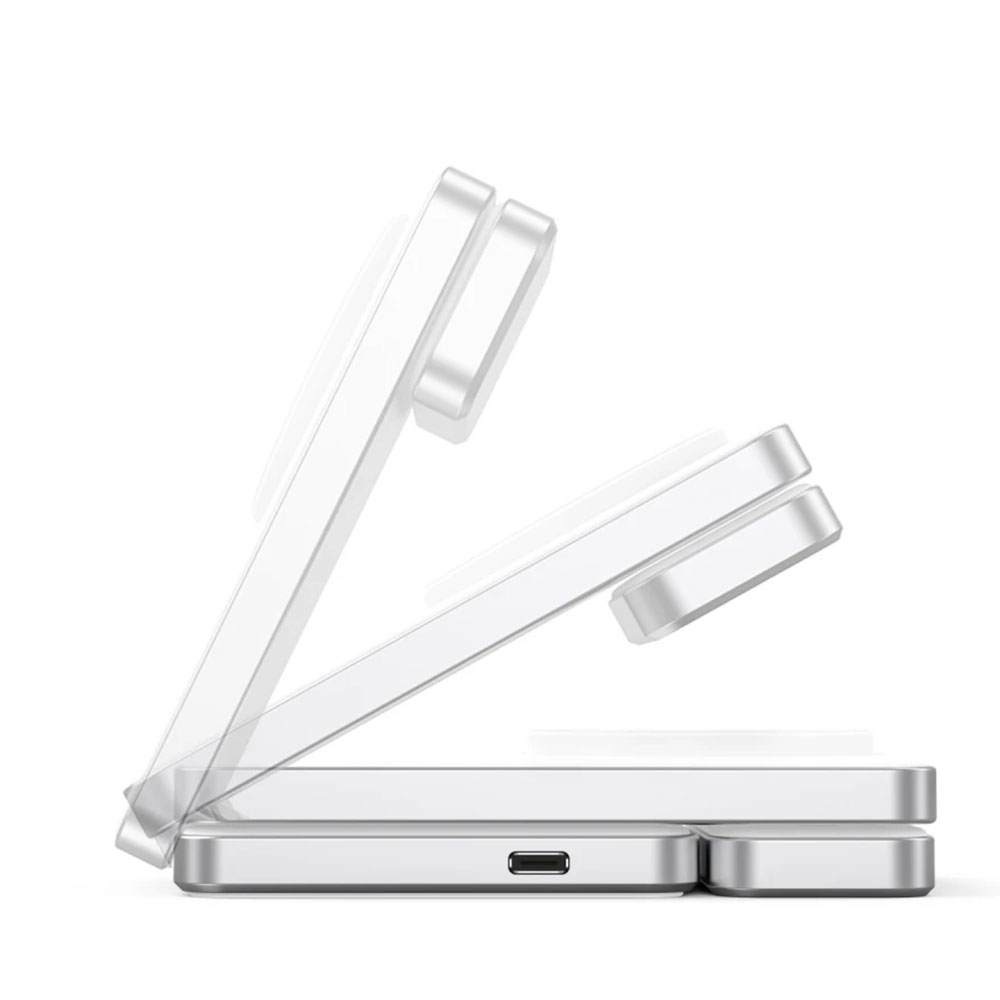 Mobile Origin Qi2 CompactStand 3-in-1 - White/Silver