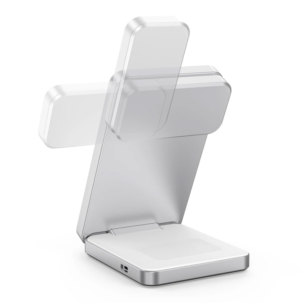 Mobile Origin Qi2 CompactStand 3-in-1 - White/Silver
