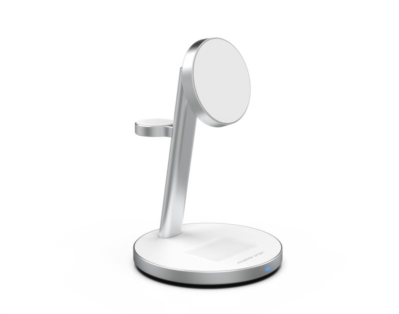 Mobile Origin Qi2 PowertStand 3-in-1 with GaN 35W adapter - White/Silver