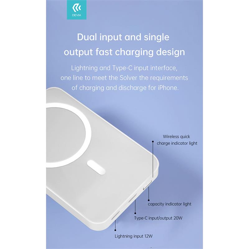 Devia powerbank Extreme Speed Series Magnetic Wireless 5000 mAh PD 20W - White