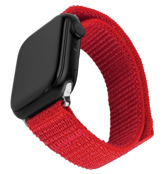 FIXED Nylon Sporty Strap pro Apple Watch 45/44/42 mm, červený
