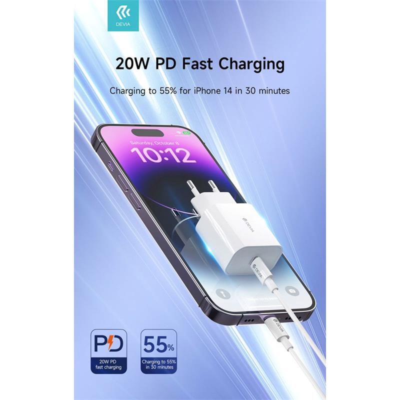 Devia sieťová nabíjačka Smart Series PD Quick Charger 20W - White