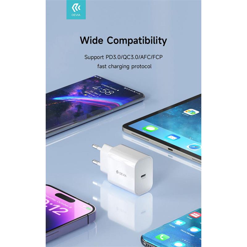 Devia sieťová nabíjačka Smart Series PD Quick Charger 20W - White