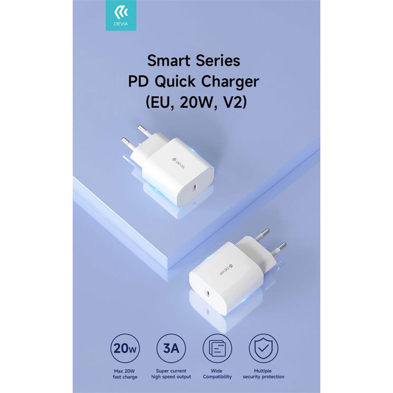 Devia sieťová nabíjačka Smart Series PD Quick Charger 20W - White