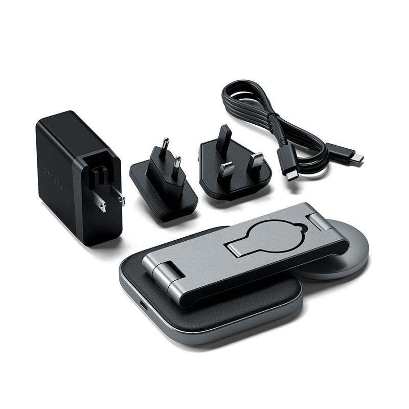 Satechi 3-in-1 Foldable Qi2 Wireless Charging Stand - Space Gray