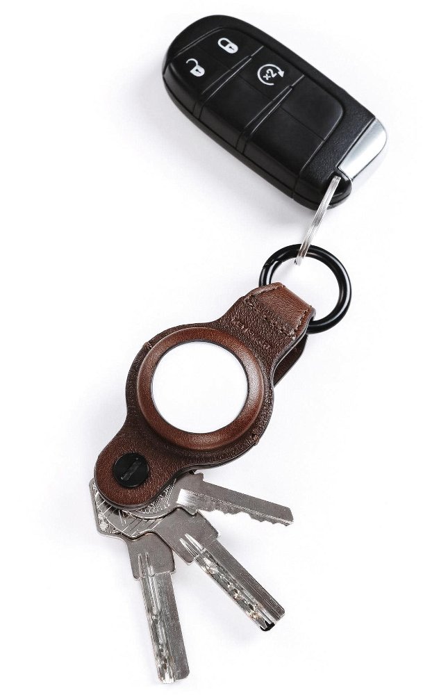 KeySmart Air Leather s púzdrom pro AirTag - hnedá koža