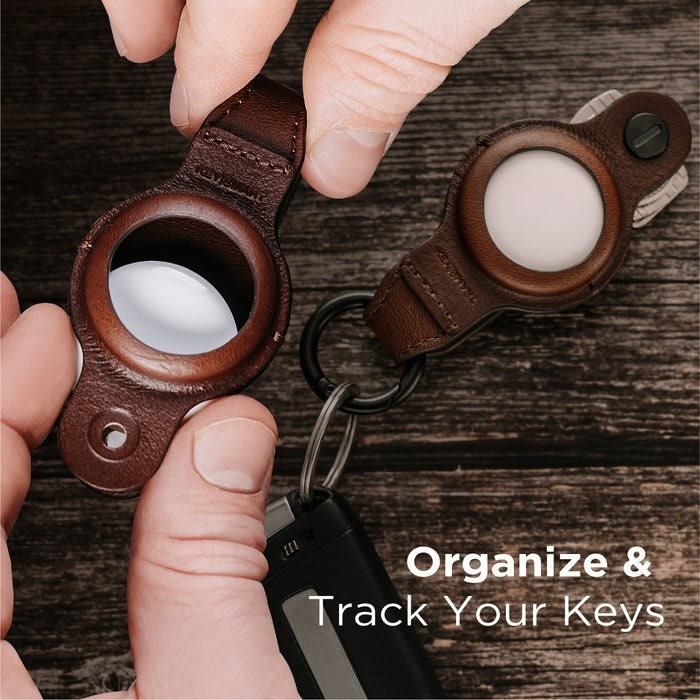 KeySmart Air Leather s púzdrom pro AirTag - hnedá koža