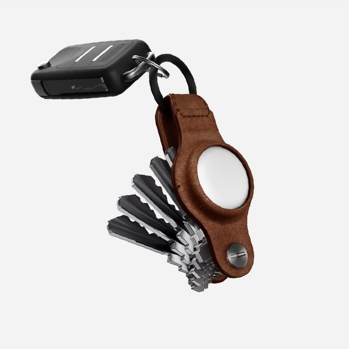 KeySmart Air Leather s púzdrom pro AirTag - hnedá koža