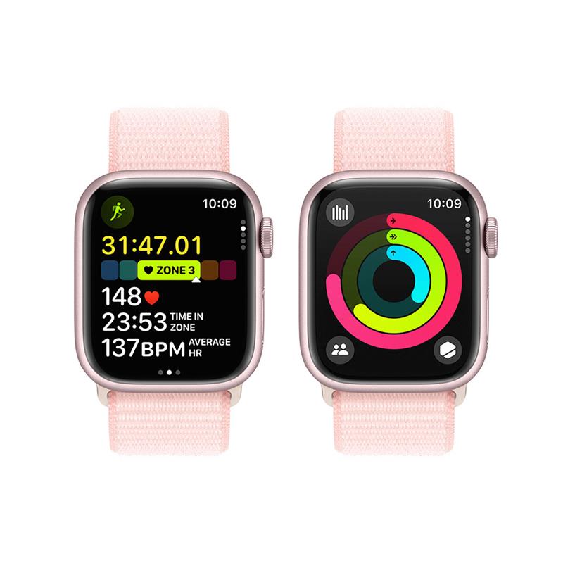 Apple Watch Series 9 GPS 41mm Pink Aluminium Case with Light Pink Sport Loop*Vystavený*