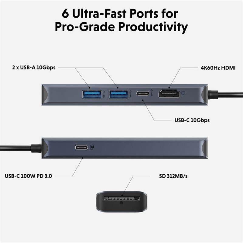 Hyper HyperDrive Next 6 Port USB-C Hub - Midnight Blue