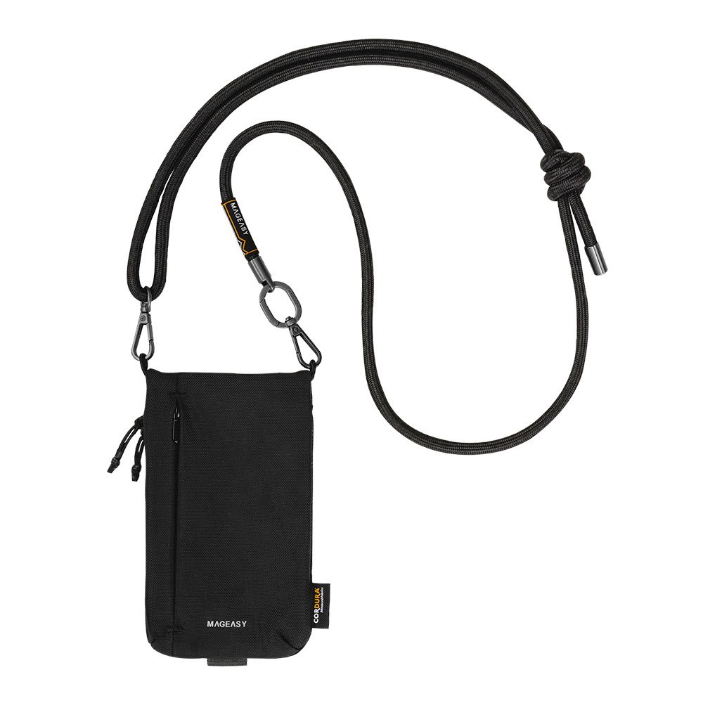 SwitchEasy Sacoche Utility Crossbody Bag + Strap Phone Lanyard 8.3mm -  Graphitte Black + Black