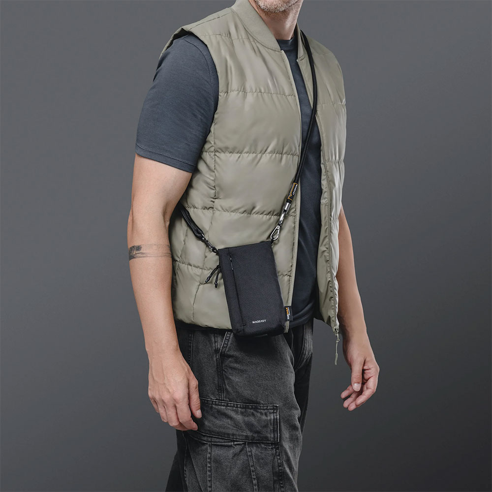 SwitchEasy Sacoche Utility Crossbody Bag + Strap Phone Lanyard 8.3mm -  Graphitte Black + Black