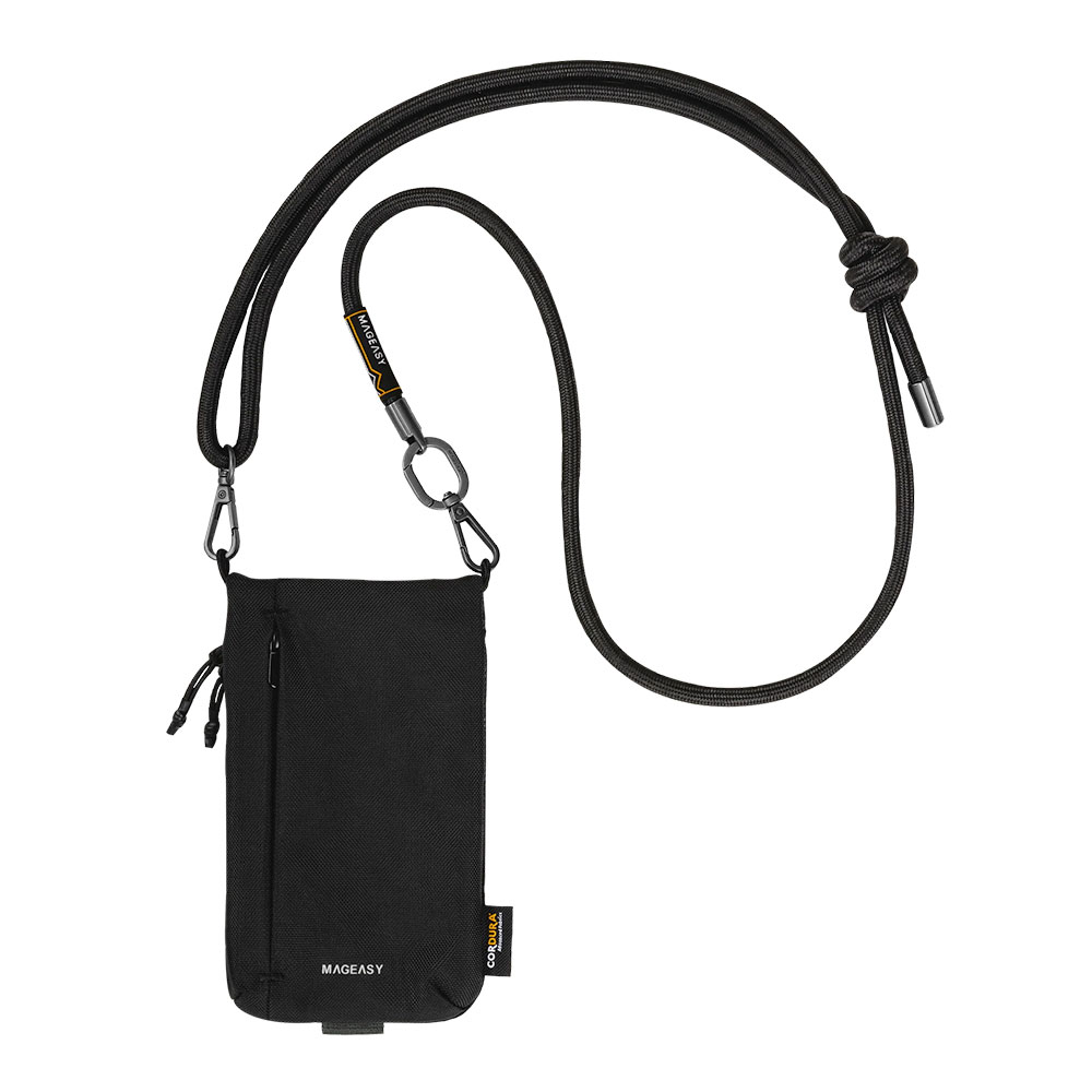 SwitchEasy Sacoche Utility Crossbody Bag + Strap Phone Lanyard 8.3mm -  Graphitte Black + Black