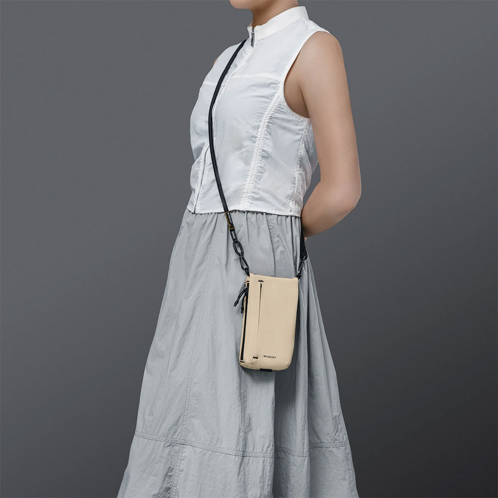 SwitchEasy Sacoche Utility Crossbody Bag + Strap Phone Lanyard 8.3mm - Sand Beige + Black