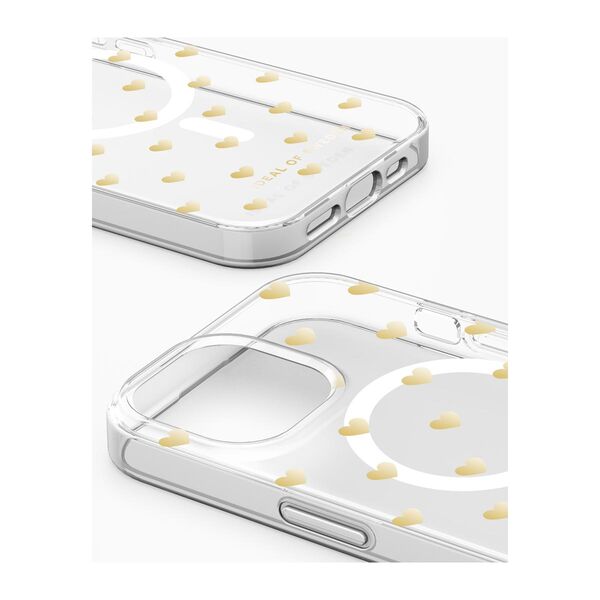 iDeal Fashion Clear Case MagSafe iPhone 13/14/15 Golden Hearts