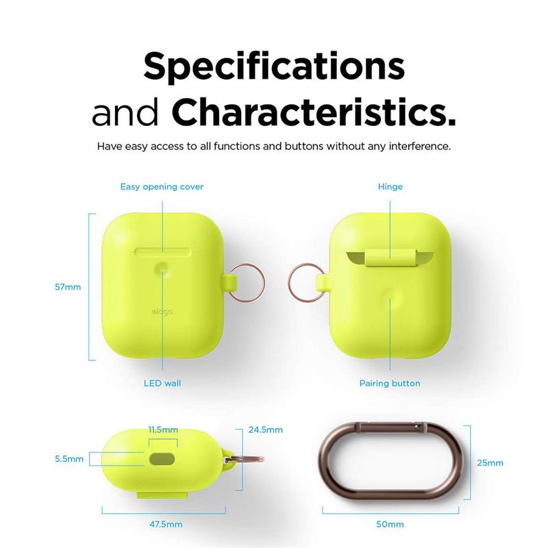 Elago Airpods 2 Silicone Hang Case - Neon Yellow