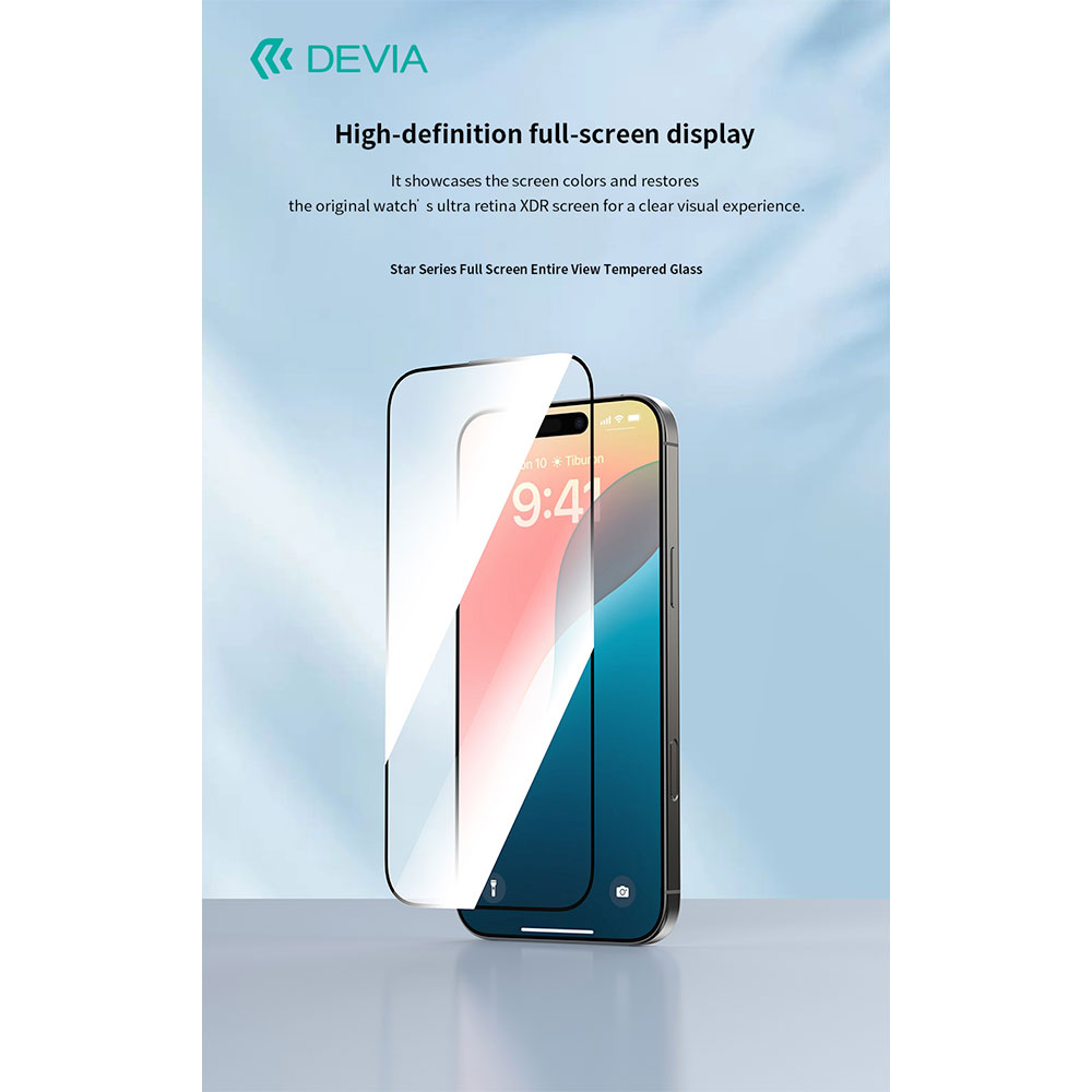 Devia ochranné sklo Star Series pro iPhone 16 Plus - Black Frame