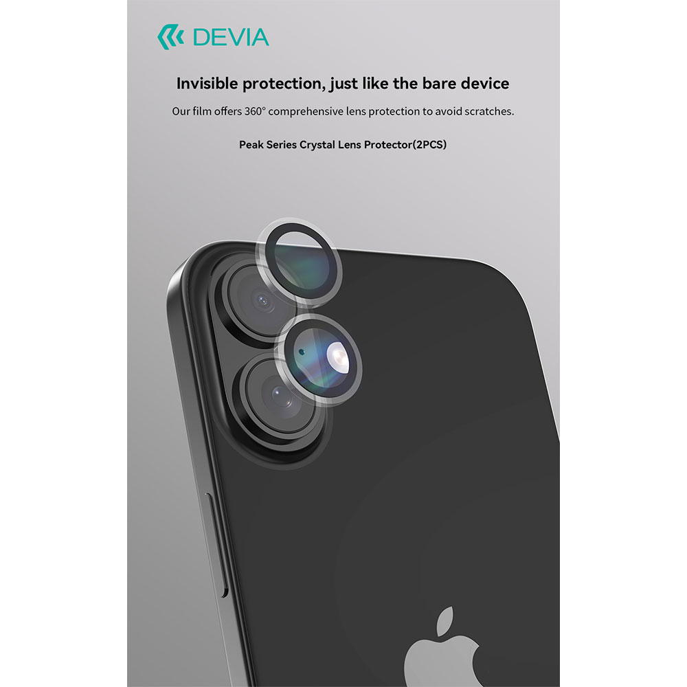 Devia Peak Series Crystal Lens Protector pre iPhone 16/16 Plus - Clear