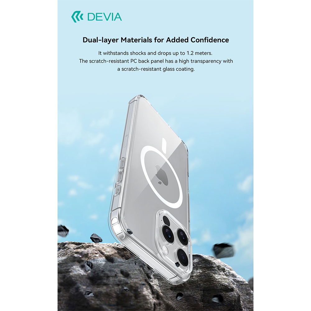 Devia kryt Pure Clear Magnetic Shockproof Case pre iPhone 16 Plus - Clear