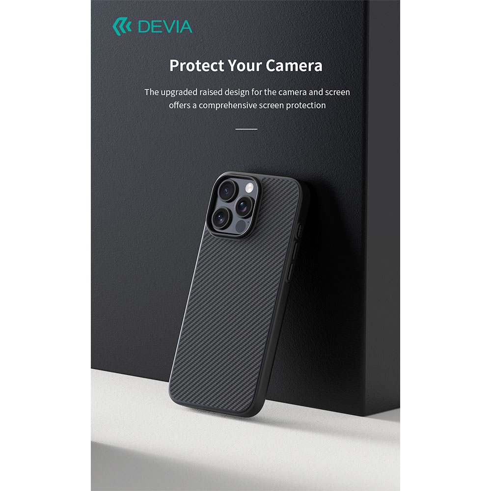 Devia kryt Kevlar Ultra-Thin Magnetic Shockproof Case pre iPhone 16 Pro Max - Black