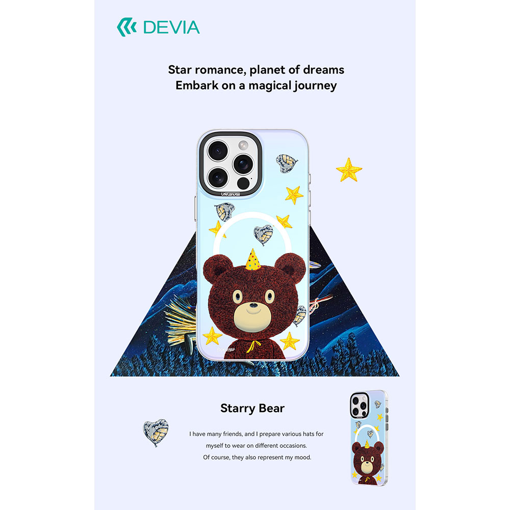 Devia kryt Canvas Series Magnetic Case pre iPhone 16 - Starry Bear