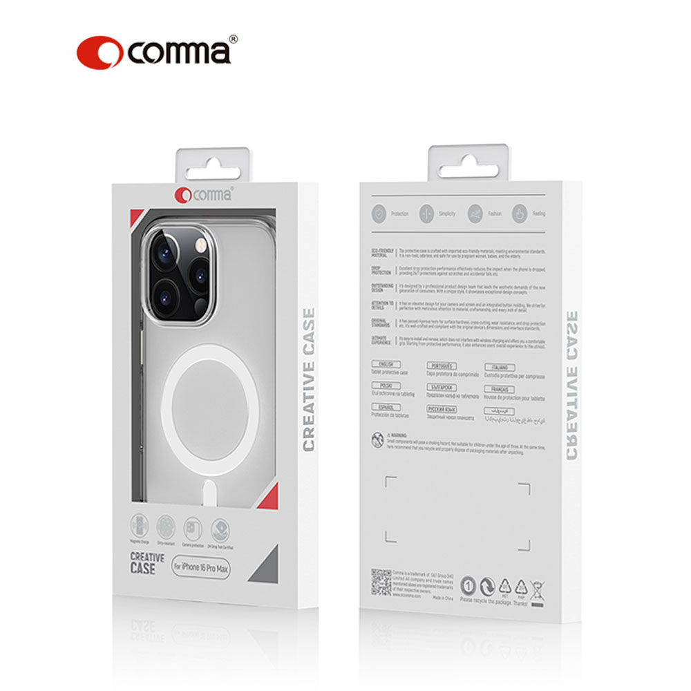 Comma kryt Elemental Series Magnetic Case pre iPhone 16 - Clear