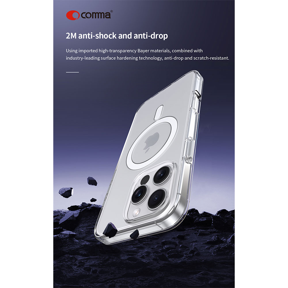Comma kryt Elemental Series Magnetic Case pre iPhone 16 Pro Max - Clear