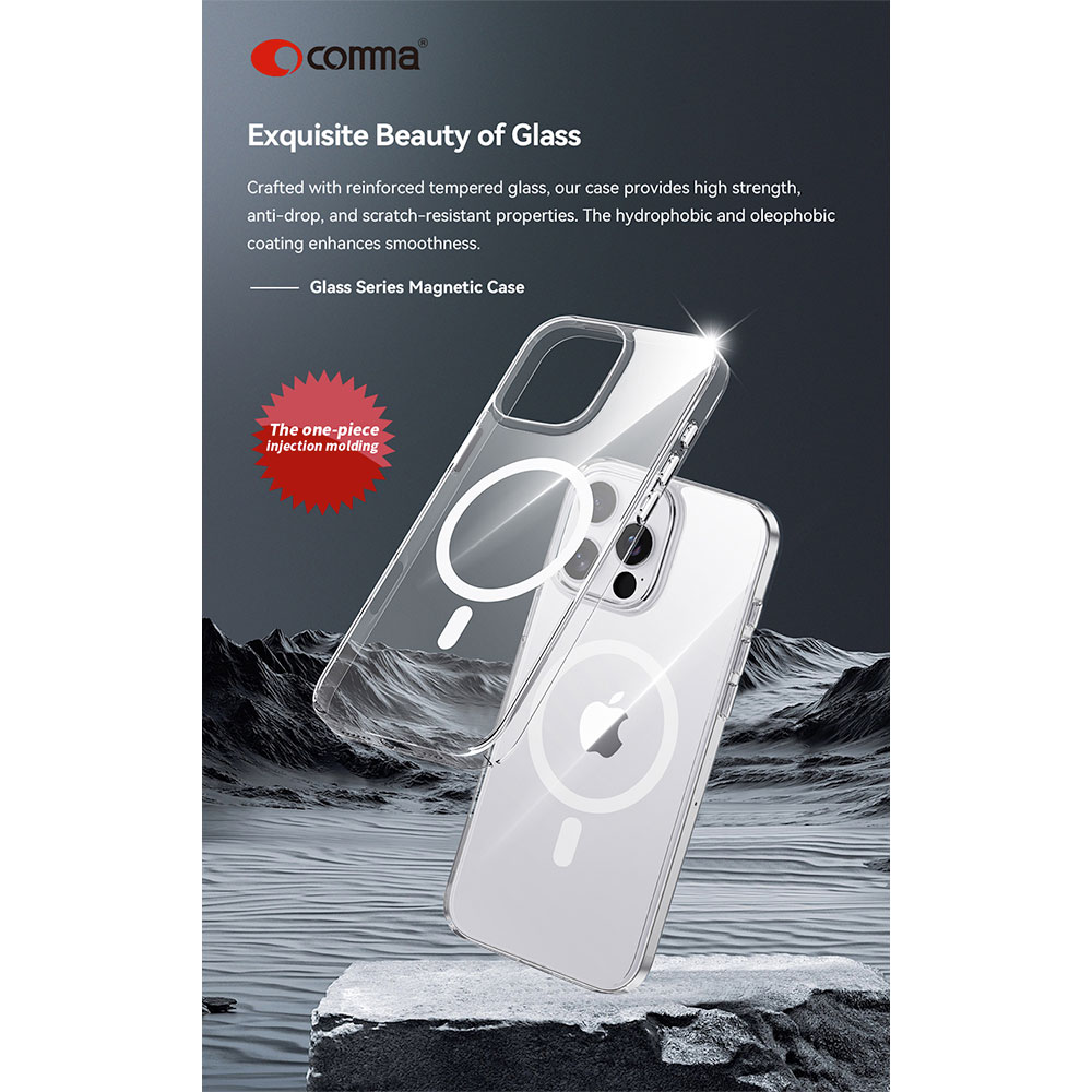 Comma kryt Glass Series Magnetic Case pre iPhone 16 Plus - Clear