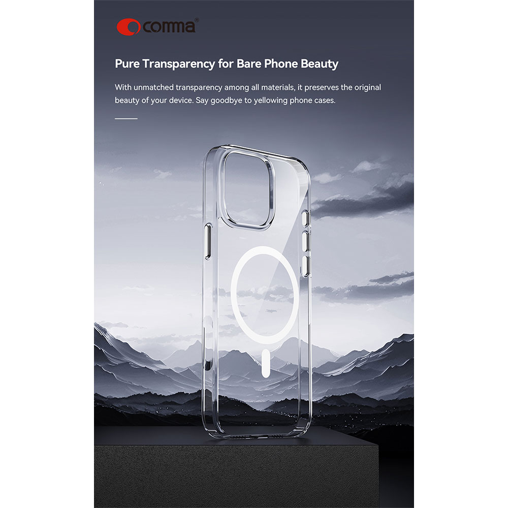 Comma kryt Glass Series Magnetic Case pre iPhone 16 Pro Max - Clear