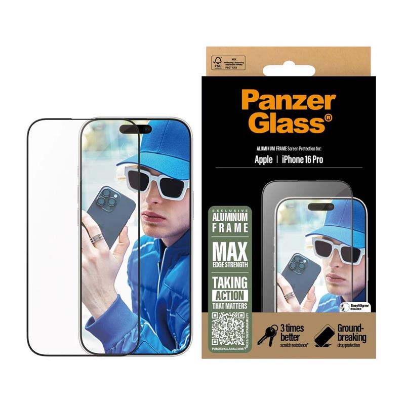 PanzerGlass ochranné sklo UWF pre iPhone 16 Pro - Aluminium Frame